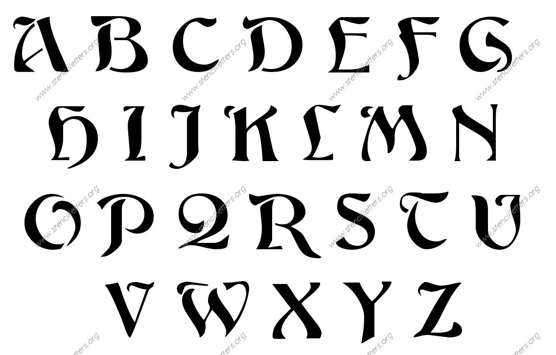 Flowing Art Nouveau Stencil Letter Set