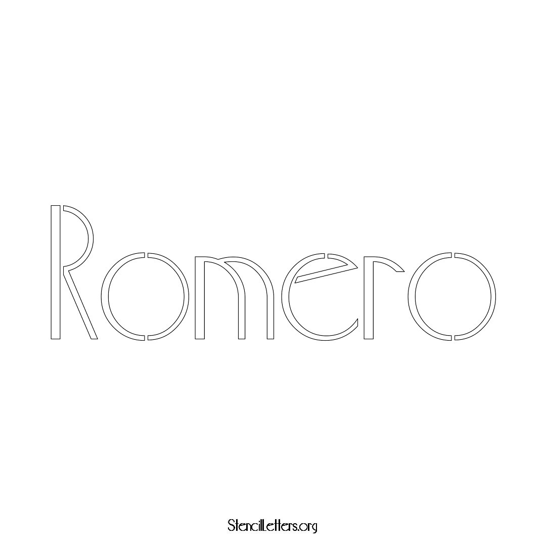 Romero name stencil in Art Deco Lettering