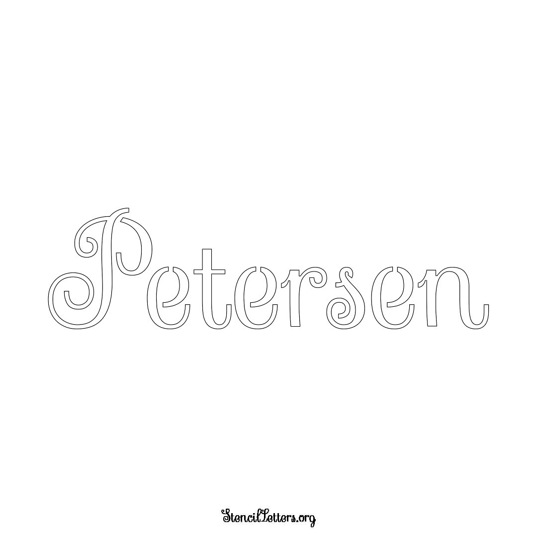 Petersen name stencil in Ornamental Cursive Lettering