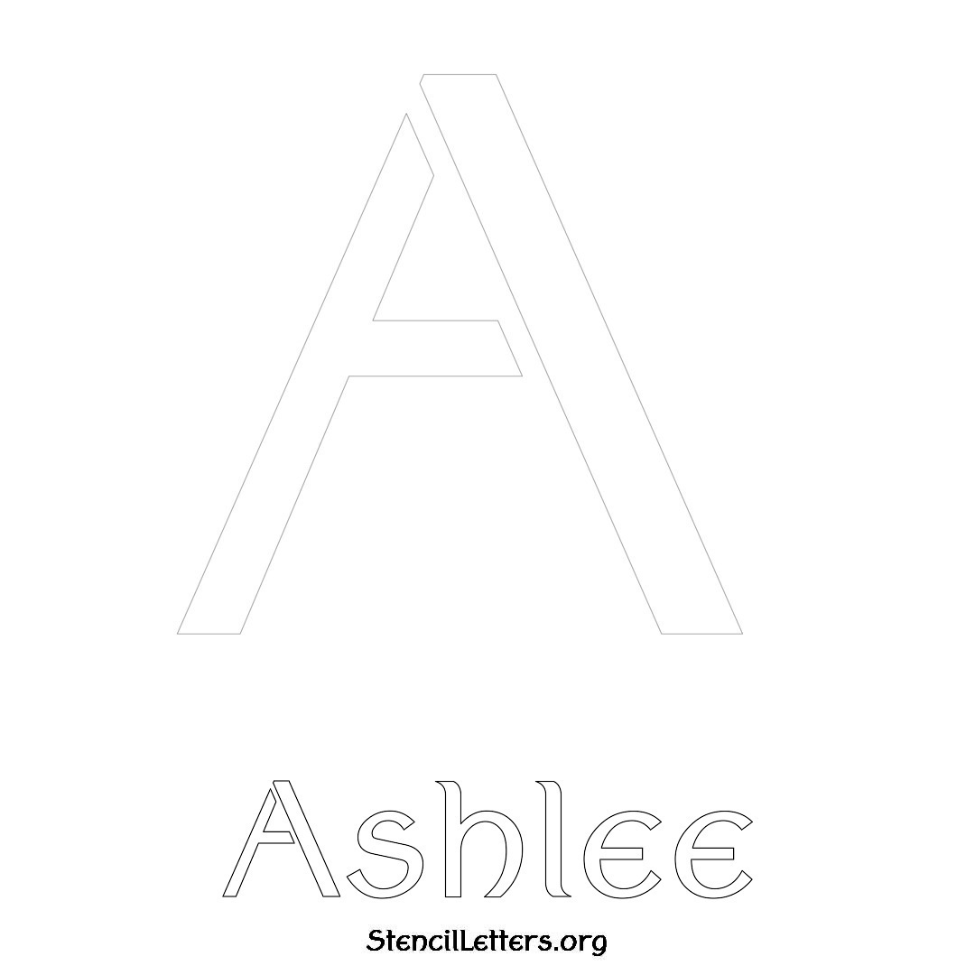 Ashlee printable name initial stencil in Ancient Lettering