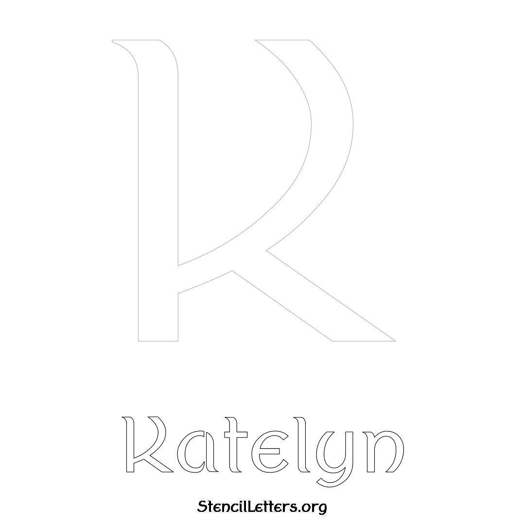 Katelyn printable name initial stencil in Ancient Lettering