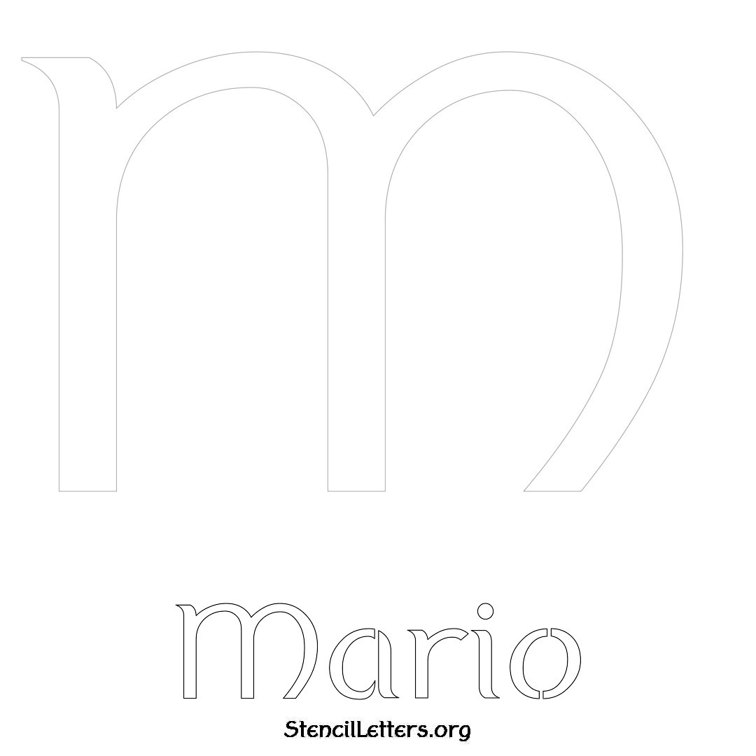 Mario printable name initial stencil in Ancient Lettering