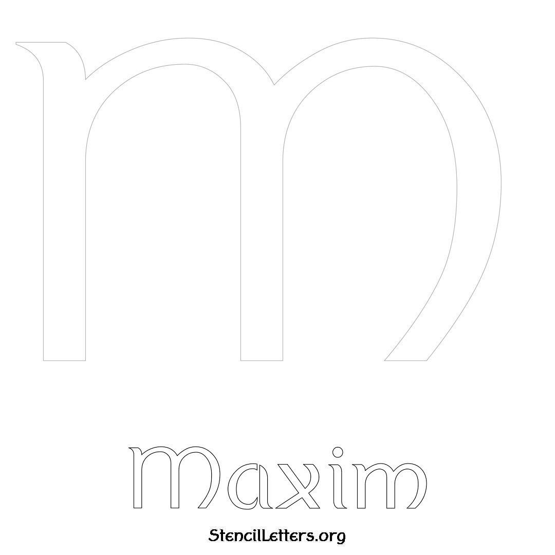 Maxim printable name initial stencil in Ancient Lettering