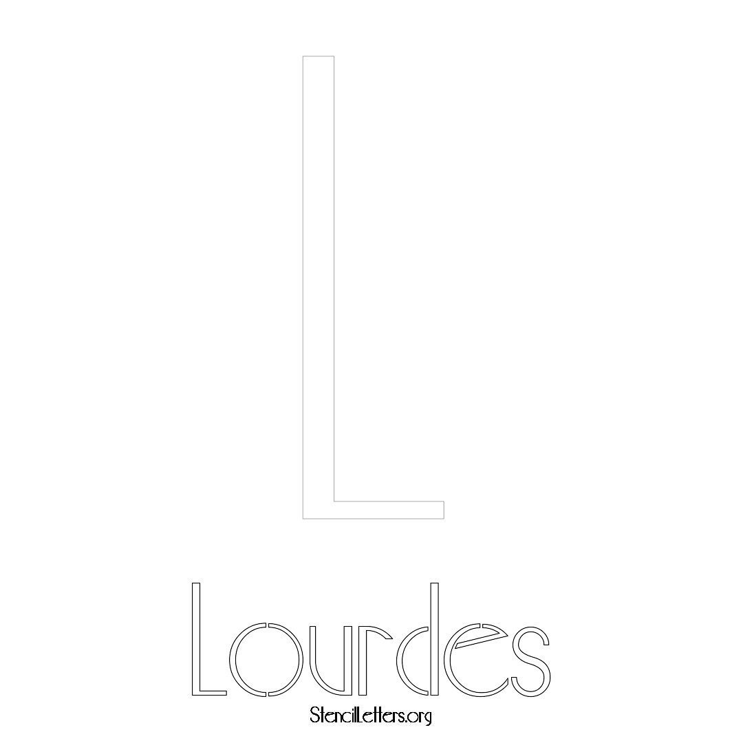 Lourdes printable name initial stencil in Art Deco Lettering