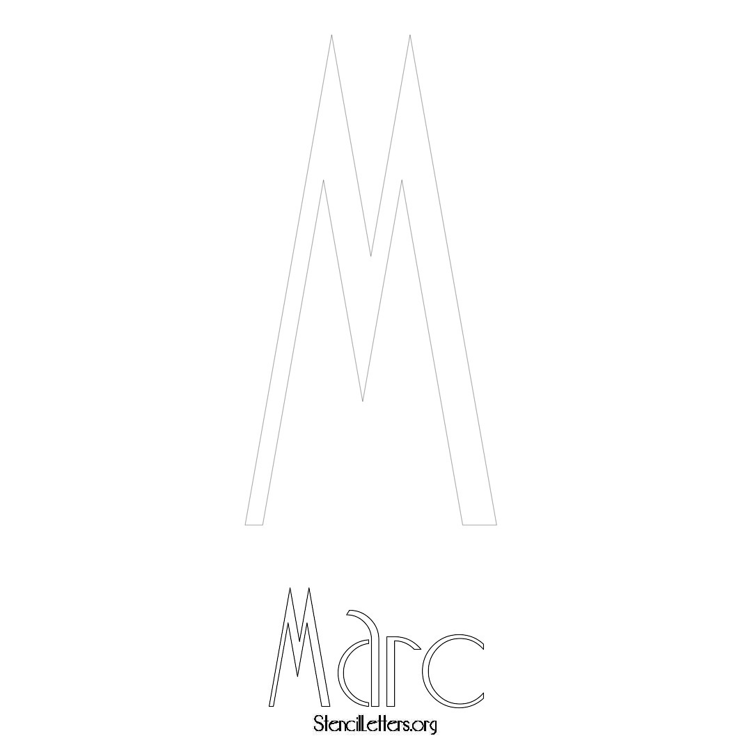 Marc printable name initial stencil in Art Deco Lettering