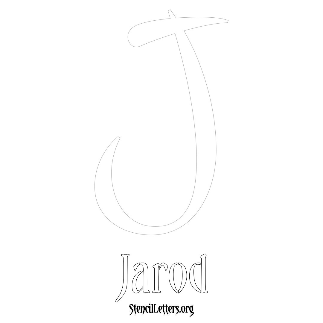 Jarod printable name initial stencil in Vintage Brush Lettering