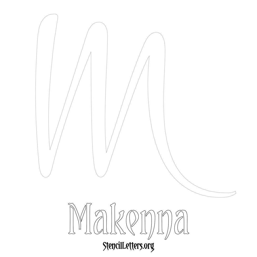 Makenna printable name initial stencil in Vintage Brush Lettering