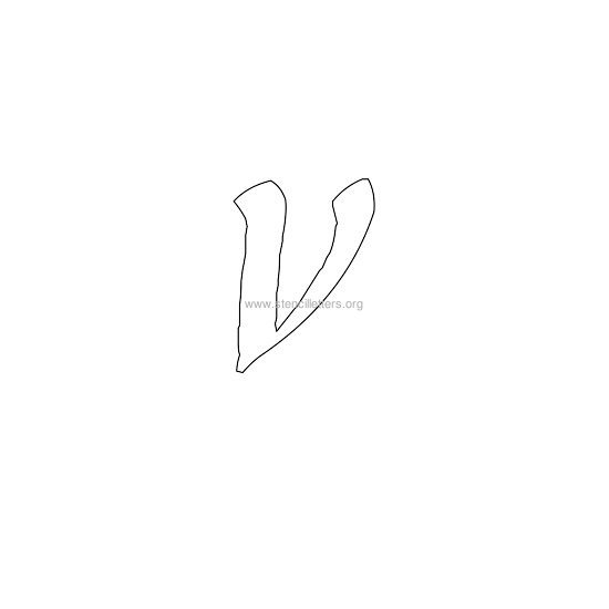 lowercase calligraphy wall stencil letter v